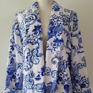 Elementz Womens XL Blazer Delft Blue White Lined